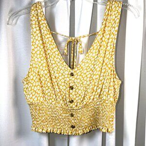Women's American Eagle Outfitters Yellow/White Floral Cami Tank Top, Size Medium